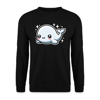 Beluga-wal-tier-aquarianer-meeres-ketologe - Unisex Pullover - Schwarz - Vorne - Alina (178cm) & Michal (187cm)