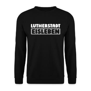 Deutsche Stadt Lutherstadt Eisleben - Unisex Pullover - Schwarz - Vorne - Alina (178cm) & Michal (187cm)