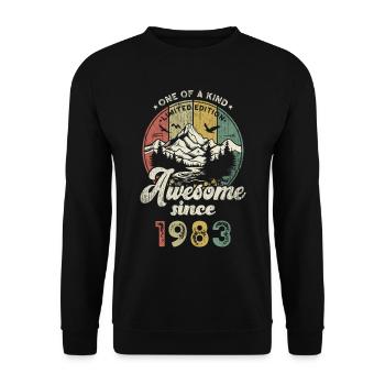 1983 Birthday Berge - Unisex Sweatshirt - black - Front - Alina (178cm) & Michal (187cm)