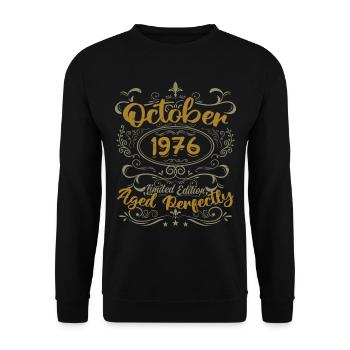 Octobre 1976 Cadeau 1976 Anniversaire Octobre 1976 - Sweat-shirt Unisexe - noir - Devant - Alina (178cm) & Michal (187cm)