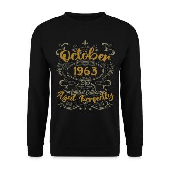 October 1963 Gift 1963 Birthday October 1963 - Unisex Sweatshirt - black - Front - Alina (178cm) & Michal (187cm)