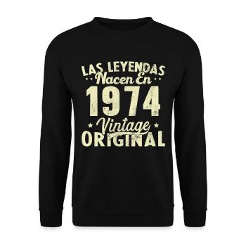 Original 1974 Vinatge Birthday Gift - Unisex Sweatshirt - black - Front - Alina (178cm) & Michal (187cm)