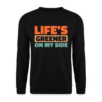 Lawn mower mowing - Unisex Sweatshirt - black - Front - Alina (178cm) & Michal (187cm)