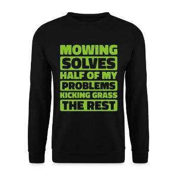 Lawn mower mowing - Unisex Sweatshirt - black - Front - Alina (178cm) & Michal (187cm)