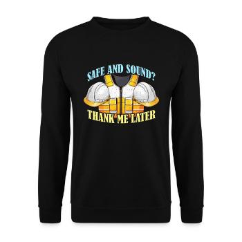 Safety Officer Safe And Sound Thank Safety Manager - Unisex Pullover - Schwarz - Vorne - Alina (178cm) & Michal (187cm)