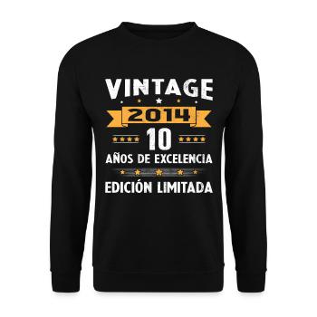 10 Years 2014 Birthday Gift - Unisex Sweatshirt - black - Front - Alina (178cm) & Michal (187cm)