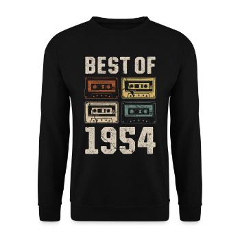 Best Of 1954 Birthday Cassette - Unisex Sweatshirt - black - Front - Alina (178cm) & Michal (187cm)
