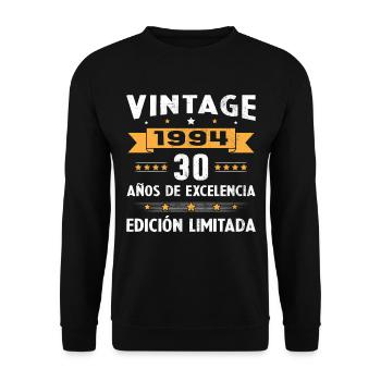 30 Jahre 1994 Vinatge-Geburtstagsgeschenk - Unisex Pullover - Schwarz - Vorne - Alina (178cm) & Michal (187cm)