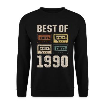 Best Of 1990 Geburtstag Kassette - Unisex Pullover - Schwarz - Vorne - Alina (178cm) & Michal (187cm)