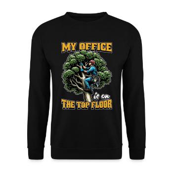 Logging My Office Is On The Top Floor Tree Climber - Unisex Pullover - Schwarz - Vorne - Alina (178cm) & Michal (187cm)