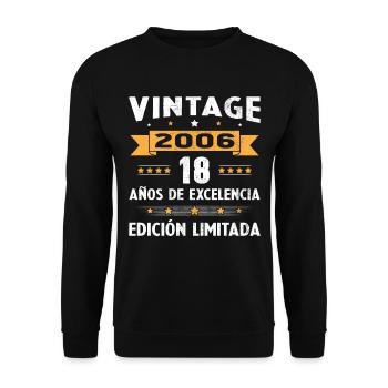 18 Jahre 2006 Vinatge Geburtstagsgeschenk - Unisex Pullover - Schwarz - Vorne - Alina (178cm) & Michal (187cm)