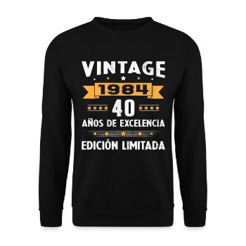 40 Jahre Vinatge 1984 Geburtstagsgeschenk - Unisex Pullover - Schwarz - Vorne - Alina (178cm) & Michal (187cm)