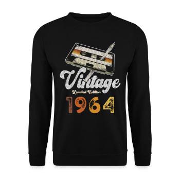 Vintage 1964 Geburtstag Kassette Bleistift - Unisex Pullover - Schwarz - Vorne - Alina (178cm) & Michal (187cm)