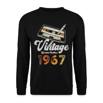 Vintage 1967 Birthday Cassette Pencil - Unisex Sweatshirt - black - Front - Alina (178cm) & Michal (187cm)