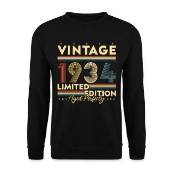 Cadeau d'anniversaire Vinatge 1934 - Sweat-shirt Unisexe - noir - Devant - Alina (178cm) & Michal (187cm)
