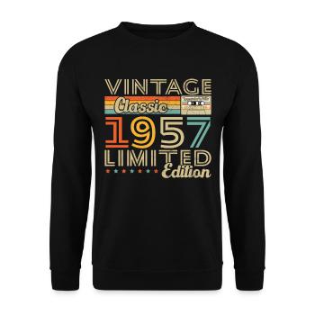 Cadeau d'anniversaire Vinatge 1957 - Sweat-shirt Unisexe - noir - Devant - Alina (178cm) & Michal (187cm)