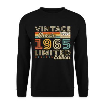 Vinatge 1965 Geburtstagsgeschenk - Unisex Pullover - Schwarz - Vorne - Alina (178cm) & Michal (187cm)