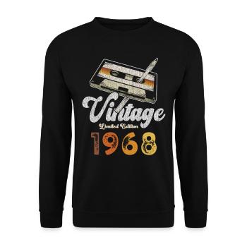 Vintage 1968 Birthday Cassette Pencil - Unisex Sweatshirt - black - Front - Alina (178cm) & Michal (187cm)