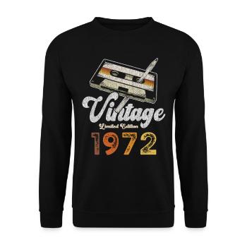 Vintage 1972 Geburtstag Kassette Bleistift - Unisex Pullover - Schwarz - Vorne - Alina (178cm) & Michal (187cm)