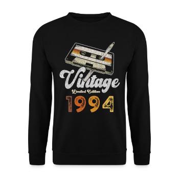 Vintage 1994 Geburtstag Kassette Bleistift - Unisex Pullover - Schwarz - Vorne - Alina (178cm) & Michal (187cm)