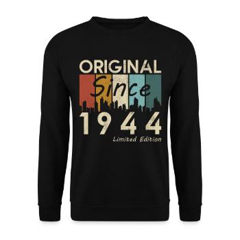 1944 Vintage Retro Geburtstagsgeschenk - Unisex Pullover - Schwarz - Vorne - Alina (178cm) & Michal (187cm)