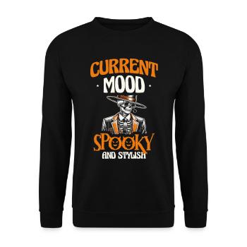 Aktuelle Stimmung Gruselig Und Stilvoll, Halloween - Unisex Pullover - Schwarz - Vorne - Alina (178cm) & Michal (187cm)