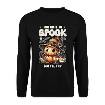Too cute to scare but I'm trying Halloween - Unisex Sweatshirt - black - Front - Alina (178cm) & Michal (187cm)