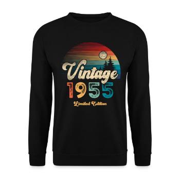 Vintage 1955 Birthday Retro - Unisex Sweatshirt - black - Front - Alina (178cm) & Michal (187cm)