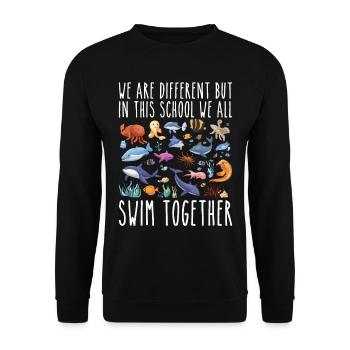 We Are Different But In This School Funny Teacher - Sweat-shirt Unisexe - noir - Devant - Alina (178cm) & Michal (187cm)