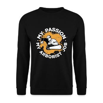 Arborist My Passion My Arborist Tree Specialist - Unisex Sweatshirt - black - Front - Alina (178cm) & Michal (187cm)