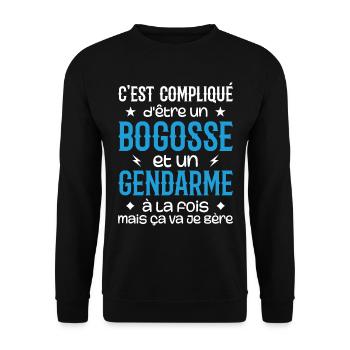 It's complicated to be a bogosse and a gendarme - Unisex Sweatshirt - black - Front - Alina (178cm) & Michal (187cm)
