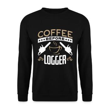 Logging Coffee Woodworker Coffee Lover Logger - Unisex Pullover - Schwarz - Vorne - Alina (178cm) & Michal (187cm)
