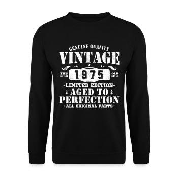 1975 Vintage Retro Geburtstagsgeschenk - Unisex Pullover - Schwarz - Vorne - Alina (178cm) & Michal (187cm)