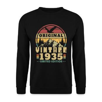 Original 1935 Vintage Retro Anniversary Gift - Unisex Sweatshirt - black - Front - Alina (178cm) & Michal (187cm)