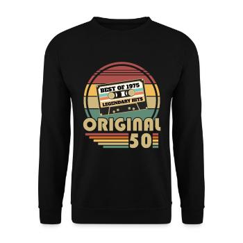 1975 Vintage Retro Geburtstagsgeschenk - Unisex Pullover - Schwarz - Vorne - Alina (178cm) & Michal (187cm)
