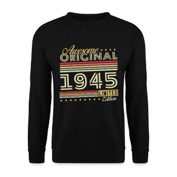 1945 Vintage Retro Cadeau D’anniversaire - Sweat-shirt Unisexe - noir - Devant - Alina (178cm) & Michal (187cm)