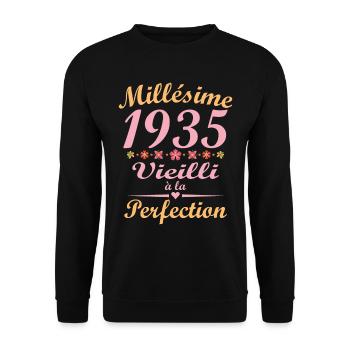 Vintage 1935 Vintage Anniversary Gift - Unisex Sweatshirt - black - Front - Alina (178cm) & Michal (187cm)