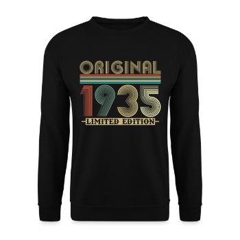 Original 1935 Vintage Retro Anniversary Gift - Unisex Sweatshirt - black - Front - Alina (178cm) & Michal (187cm)