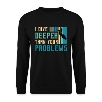 Plongée sous-marine Je plonge plus profondément que le nageur de snorkeling - Sweat-shirt Unisexe - noir - Devant - Alina (178cm) & Michal (187cm)
