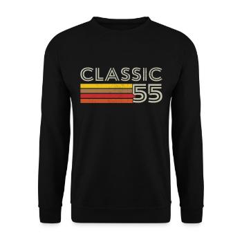 Retro Classic Nummer 55 Jahrgang 1955 - Unisex Pullover - Schwarz - Vorne - Alina (178cm) & Michal (187cm)