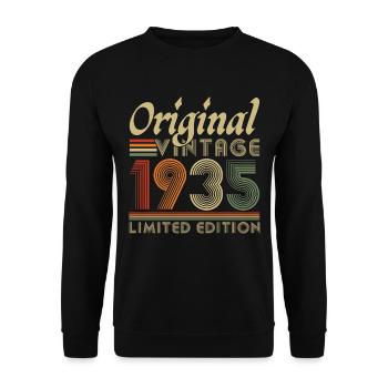 Original 1935 Vintage Retro Anniversary Gift - Unisex Sweatshirt - black - Front - Alina (178cm) & Michal (187cm)