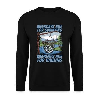 Netzfischen Angeln - Unisex Pullover - Schwarz - Vorne - Alina (178cm) & Michal (187cm)