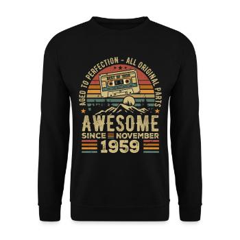 Genial seit November 1959 Geschenk November 1959 - Unisex Pullover - Schwarz - Vorne - Alina (178cm) & Michal (187cm)