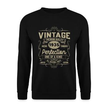Vintage 1935 Perfection Anniversary Gift - Unisex Sweatshirt - black - Front - Alina (178cm) & Michal (187cm)