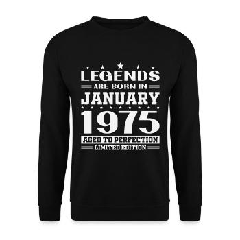 Vintage January 1975 50 Year Anniversary Gift - Unisex Sweatshirt - black - Front - Alina (178cm) & Michal (187cm)