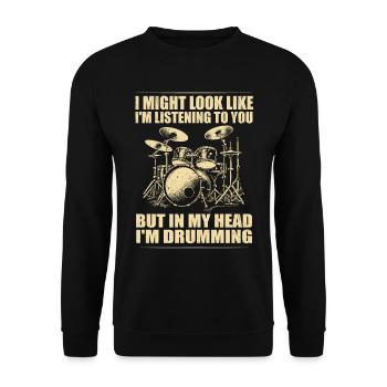Batteur Drummer Drums Drumsticks Drumming - Unisex Pullover - Schwarz - Vorne - Alina (178cm) & Michal (187cm)