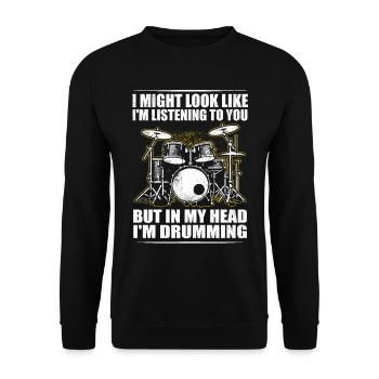 Batteur Drummer Drums Drumsticks Drumming - Unisex Pullover - Schwarz - Vorne - Alina (178cm) & Michal (187cm)