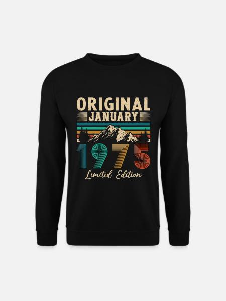 Jahrgang Januar 1975 Geburtstagsgeschenk - Unisex Pullover - Schwarz