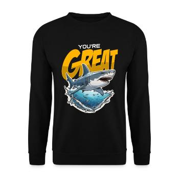 Shark Hunting You're Great Loves Fossil Hunting - Unisex Sweatshirt - black - Front - Alina (178cm) & Michal (187cm)
