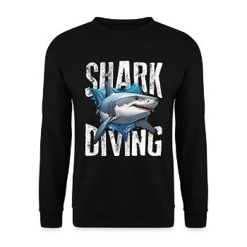 Shark Hunting Shark Diving Swimmer Fossil Hunter - Unisex Pullover - Schwarz - Vorne - Alina (178cm) & Michal (187cm)